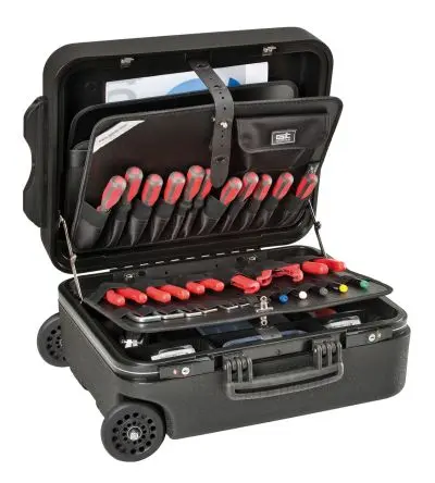 Produktfoto 1 von GT Line Polyethylen Werkzeugkoffer Mit Rädern Schwarz, L. 453 mm B. 345mm H. 185 mm, 8 kg mit Rädern