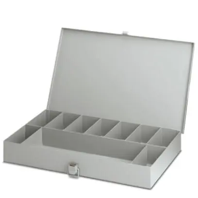 Produktfoto 1 von Phoenix Contact Kleinteilebox, Metall Grau, 10 Fächer, 48 mm x 357 mm x 48 mm