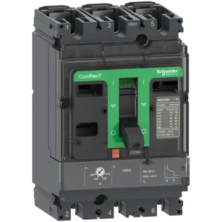 Produktfoto 1 von Schneider Electric ComPact NSX ComPacT NSX100N, Kompaktschutzschalter 3-polig, 100A / Abschaltvermögen 50 kA 690V ac
