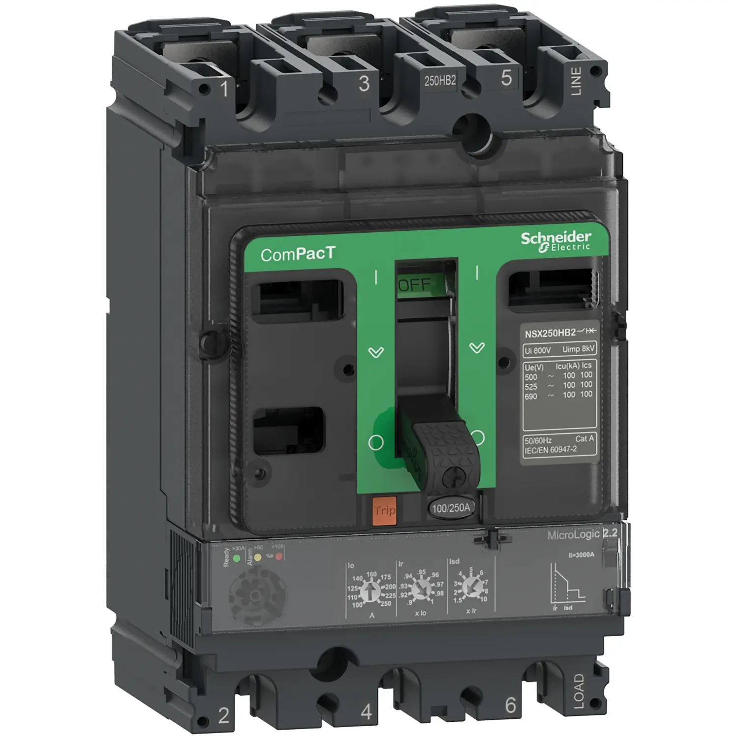 Produktfoto 1 von Schneider Electric ComPact New Generation ComPacT NSX100F, Kompaktschutzschalter 3-polig, 40 A 690 V ac