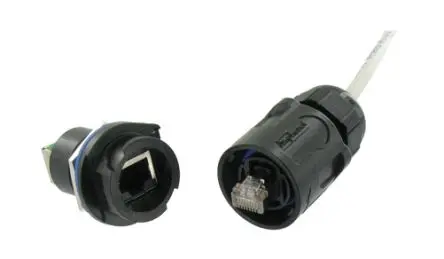 Produktfoto 1 von Amphenol Socapex RJF Stecker Kat. 6 Ethernet-Steckverbinder, 1-Port 1-polig Gerade