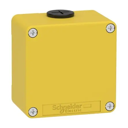 Produktfoto 1 von Schneider Electric Harmony; Gehäuse; Zinkdruckguss; Gelb; IK07 IP65, IP69, IP66 Breite 80 mm Höhe 80 mm Länge 80 mm