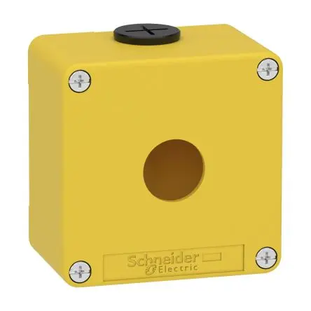 Produktfoto 1 von Schneider Electric Harmony; Gehäuse; Zinkdruckguss; Gelb; IK07 IP65, IP69, IP66 Breite 80 mm Höhe 80 mm Länge 80 mm
