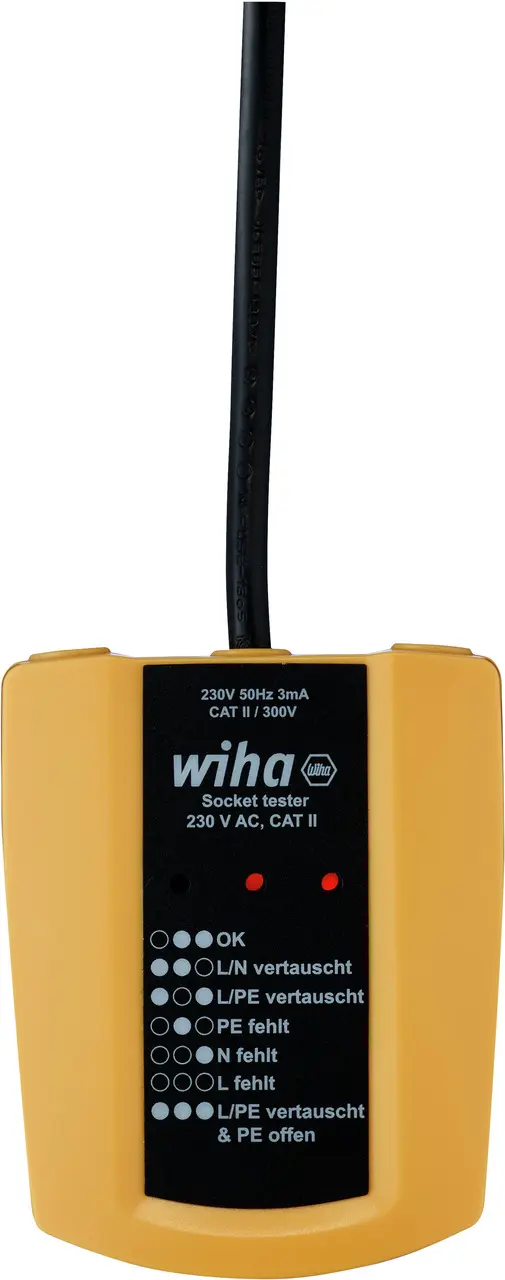 Produktfoto 1 von Wiha Steckdosentester 16A, 230 V ac 2-Pin, 300V, CAT