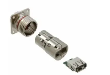 Produktfoto 1 von Amphenol Socapex, Gerade USBFTV USB-Steckverbinder Buchse USB Typ A 2, Bohrung USB 2.0 IP68