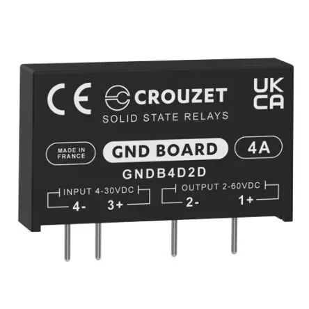 Produktfoto 1 von Crouzet GND Board Leiterplattenmontage Halbleiterausgang, SPST 60 V eff. 30V / 4 A