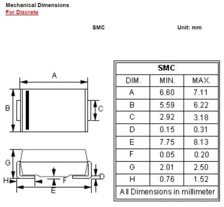 Produktfoto 1 von DiodesZetex MURS4100C Gleichrichter & Schottky-Diode, 1000 V DO-214AB (SMC)