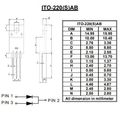 DiodesZetex STPF1020CTSW Gleichrichter & Schottky-Diode, 200 V, 3-Pin ITO-220S