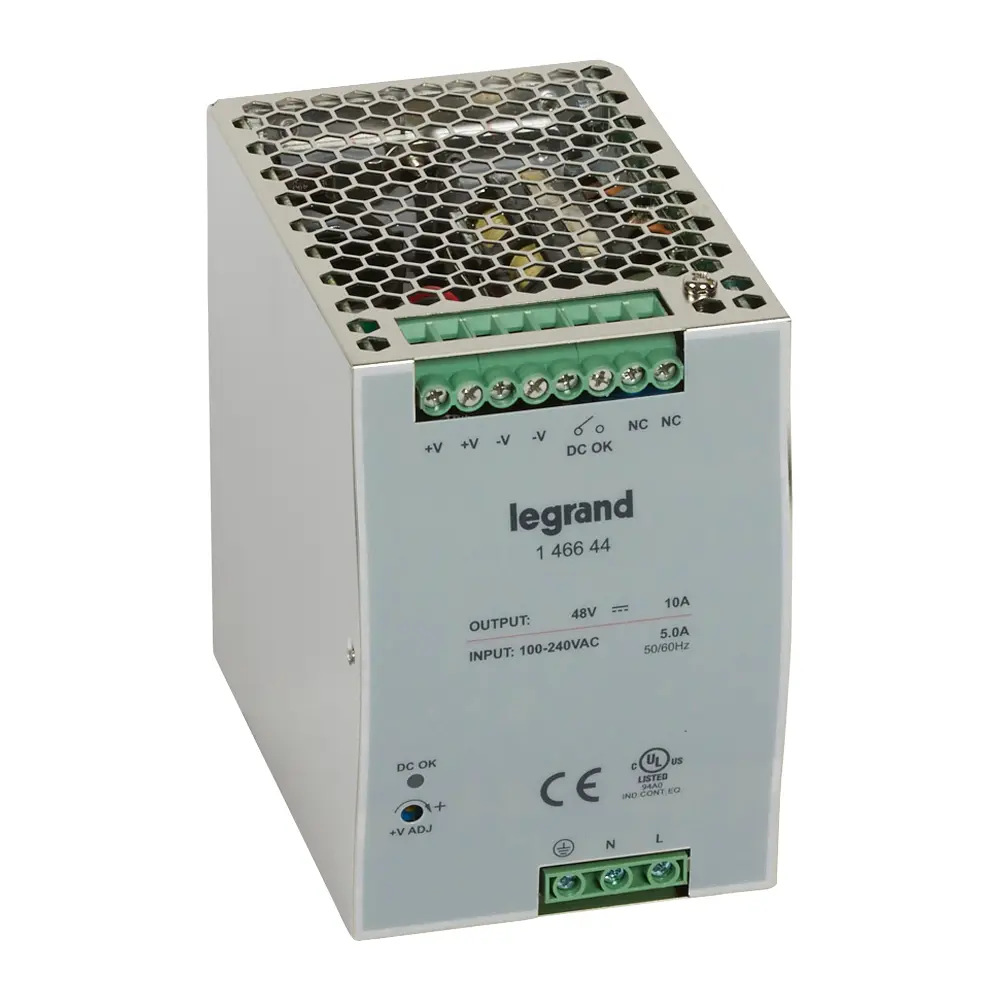 Produktfoto 1 von Legrand DIN-Schienen Netzteil Getaktet 48V dc / 10A 480W 88 → 264 V ac / 124 → 370V dc