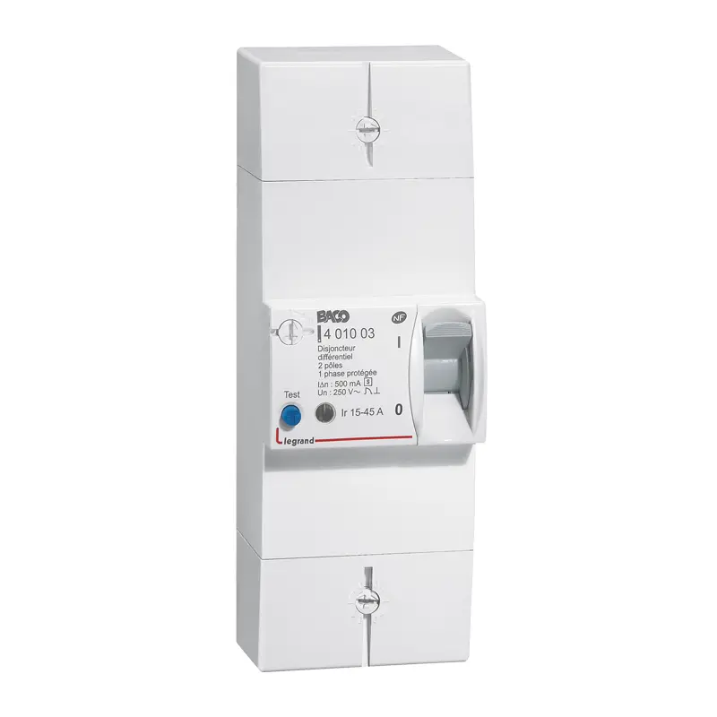 Produktfoto 1 von Legrand FI/LS-Schalter (RCBO) Überstromschutz, Fehlerstromschutz, Pol 2-polig 45 A 250 V ac, Abschaltvermögen 2400 A 4