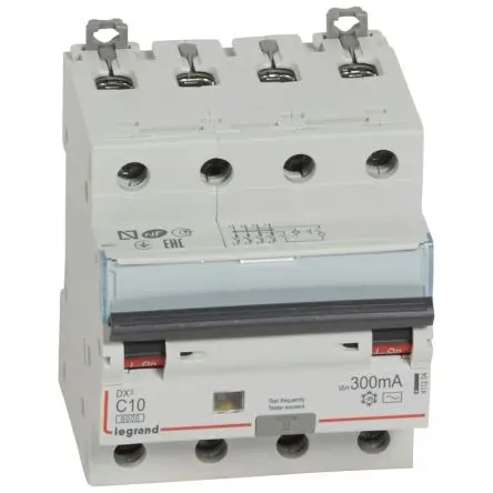 Produktfoto 1 von Legrand FI/LS-Schalter (RCBO) Typ AC, Pol 4-polig 10A 400V ac, Abschaltvermögen 6000 A