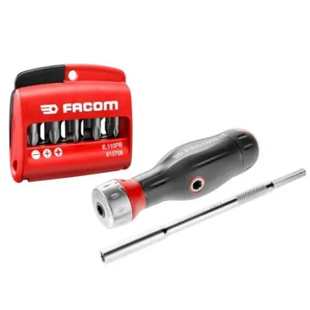 Produktfoto 1 von Facom Ratschen-Bitsatz Sechskant 1/4 in Sechskant 138.0mm Chrom, 28 Stück Chrom Vanadium Stahl