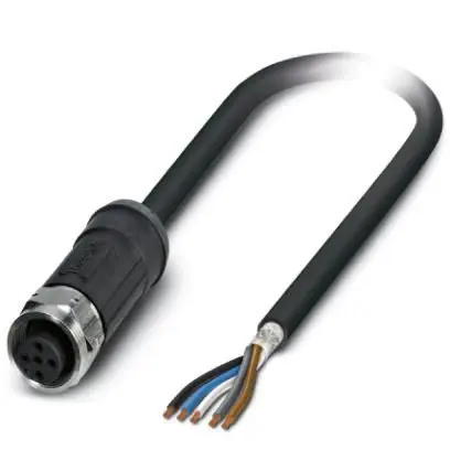 Produktfoto 1 von Phoenix Contact SAC-5P, 5-polig Steuerleitung, Buchse Buchse 5 / M12 Stecker, Länge 2 m