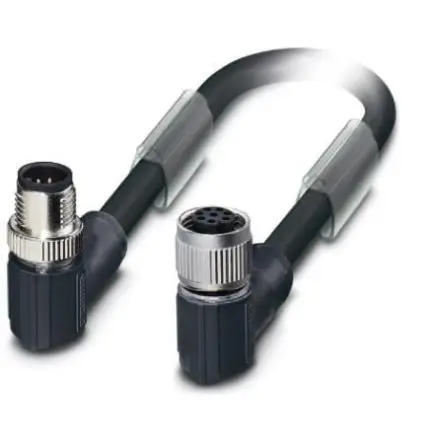 Produktfoto 1 von Phoenix Contact SAC, 6-polig Buskabel, M12, Rechtwinklig Stecker 6 / M12 Buchse, Länge 2 m