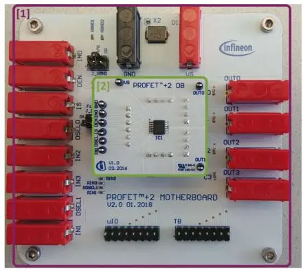 Produktfoto 1 von Infineon PROFET +2 12V and PROFET Load Guard 12V Evaluierungsplatine, PROFET ONE4ALL MB V1 Energieverwaltung, für ADAS-