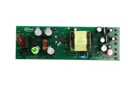 Produktfoto 1 von Infineon CoolSET ICE5BR3995CZ Evaluierungsplatine, REF_5BR3995CZ_16W1 Sperrwandler-Konverter, für Hilfsnetzteile,