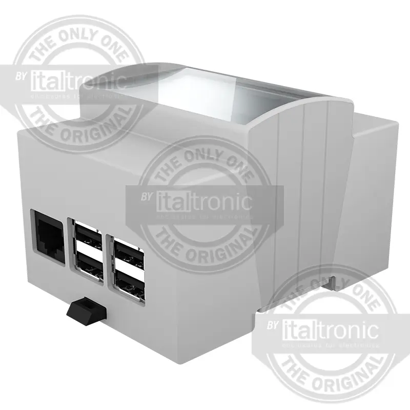 Produktfoto 1 von Italtronic Elektronikgehäuse, Geh.Mat. Polycarbonat, ABS 55 mm, Gehäuse 90.5 mm, Grau, feste Oberteil 71 mm, Serie