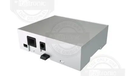 Produktfoto 1 von Italtronic Elektronikgehäuse, Geh.Mat. ABS, Polycarbonat 32.2 mm, Gehäuse 90 mm, Grau, feste Oberteil 106.2mm, Serie