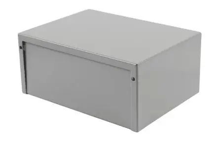 Produktfoto 1 von Hammond 1411; Gehäuse; Aluminium, Stahl; Schwarz, Grau Geflanscht Breite 6 Zoll Höhe 3.5 Zoll Länge 8 Zoll