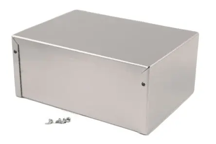 Produktfoto 1 von Hammond 1411; Gehäuse; Stahl, Aluminium; Grau, Schwarz Geflanscht Breite 6 Zoll Höhe 3.5 Zoll Länge 8 Zoll