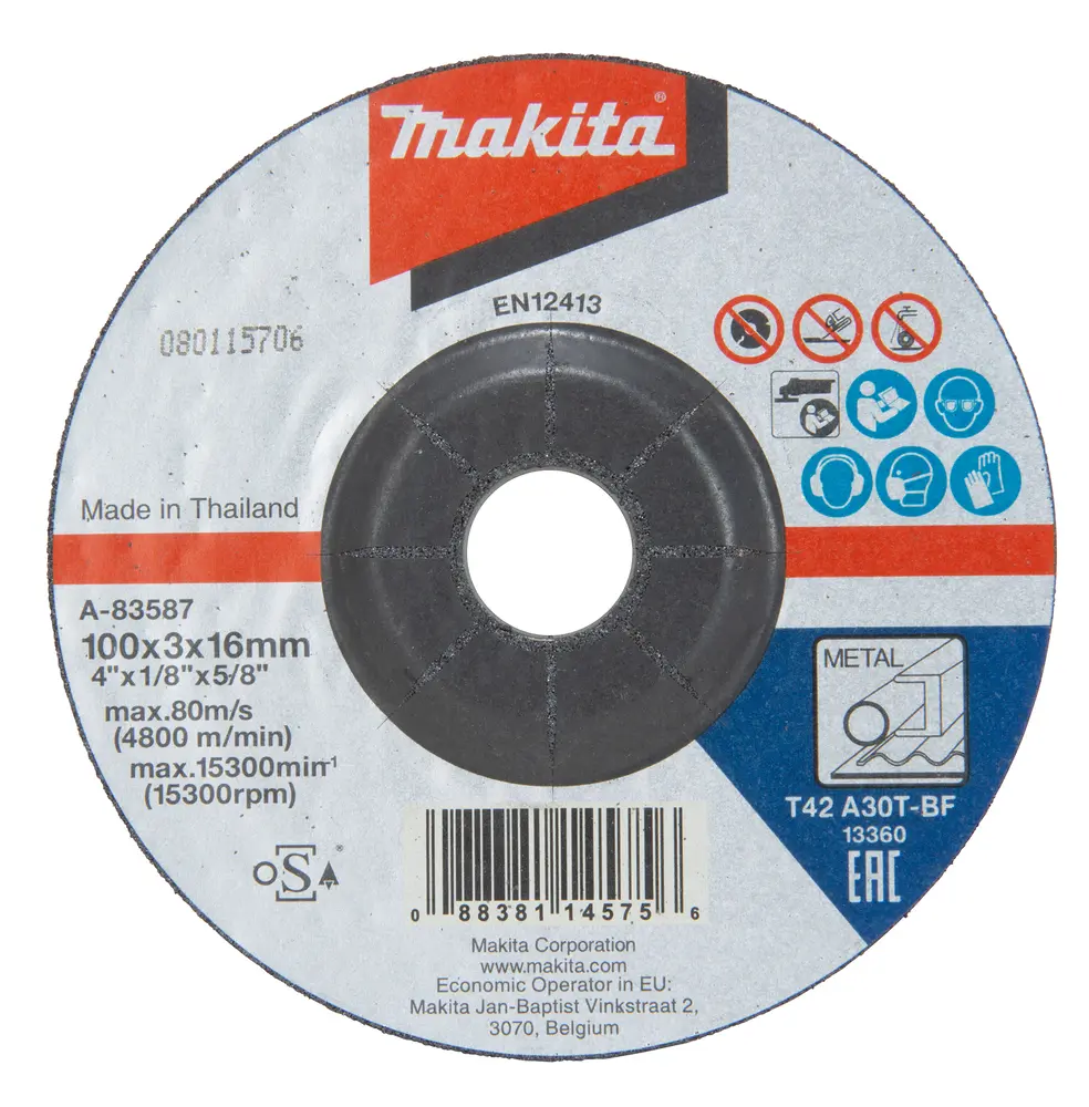 Produktfoto 1 von Makita A-83587 Schleifscheibe, Korngröße 30 A, 100 mm x 16 mm
