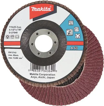 Makita Aluminiumbeschichtet Schleifscheibe Lamellenscheibe Ø 115 mm, Korngröße 1