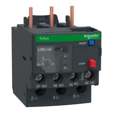 Produktfoto 1 von Schneider Electric TeSyS LR Thermisches Überlastrelais, / 2.4A, 4 A 1 Schließer/1 Öffner / 5A, 66 mm x 45mm