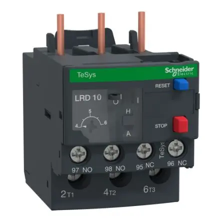 Produktfoto 1 von Schneider Electric TeSyS LR Thermisches Überlastrelais, / 4A, 6 A 1 Schließer/1 Öffner / 5A, 66 mm x 45mm