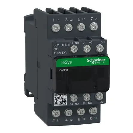 Produktfoto 1 von Schneider Electric LC1D Schütz 125V dc-Spule, 4-polig, 690V / 40 A 125V dc 1 Schließer/1 Öffner Widerstandsbelastung