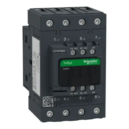 Produktfoto 1 von Schneider Electric TeSyS D Schütz 380V ac-Spule, 4-polig, 440V / 80 A 380V 1 Schließer/1 Öffner Widerstandsbelastung