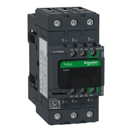Produktfoto 1 von Schneider Electric TeSyS D Schütz, 3-polig, 690V / 80 A 100V ac, 250 V ac 37 kW 1 Schließer/1 Öffner