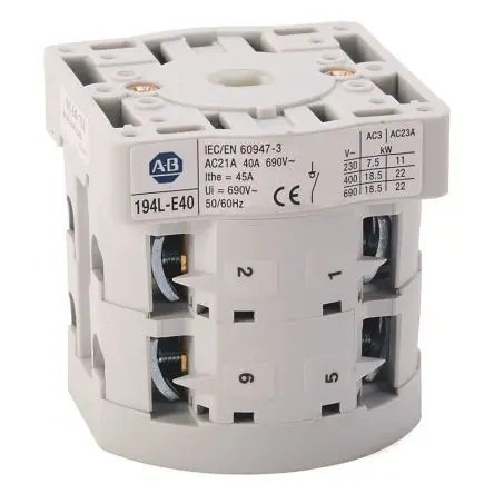 Produktfoto 1 von Allen Bradley 194 Trennschalter / 2-polig 40 A 40A offen