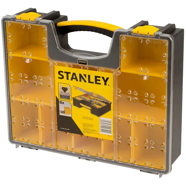 Produktfoto 1 von Stanley Kleinteilebox, Polypropylen Gelb, 8 Fächer Verstellbare Fächer, 333 mm x 423 mm x 101 mm