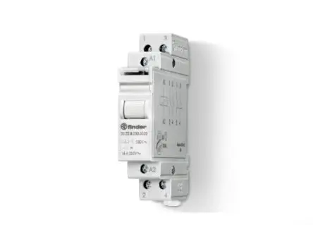 Finder Type 20.22 Relais 240V ac Spule DPST DIN-Hutschiene 16A 2.7 kΩ 6.5 VA