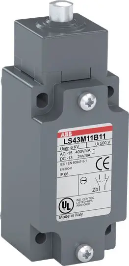 Produktfoto 1 von ABB Endschalter, Stößel, 1 Schließer/1 Öffner, IP 66, Metall