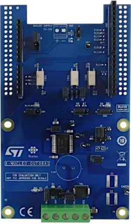 Produktfoto 1 von STMicroelectronics Relaiskarte, Erweiterungskarte für industrielle Digitalausgänge auf IPS1025H-32 für STM32 Nucleo