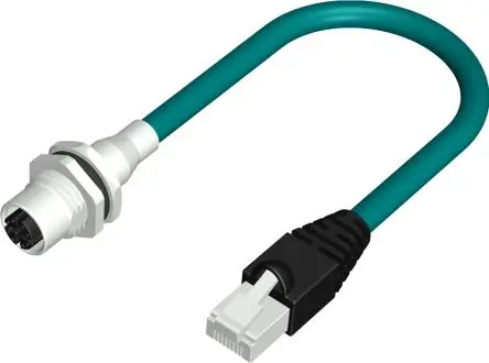Produktfoto 1 von RS PRO Cat6a Ethernet-Kabel, 500 mm, Blaugrün Buchse, A M12 Stecker, B RJ45, Polyurethan