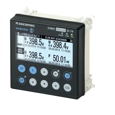 Produktfoto 1 von Socomec DIRIS Digiware LCD Digitales Multifunktionsmessgerät für Energie, Leistung, Temperatur H 90 mm B 92 mm T. 92 mm
