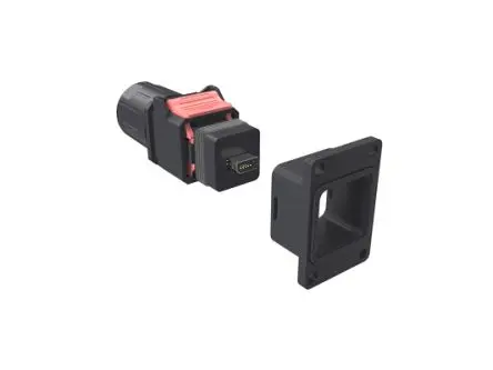 Produktfoto 1 von Amphenol Communications Solutions Mini-E/A-Steckverbinder, NDH, Frei hängend, Gerade Stecker Abgeschirmt