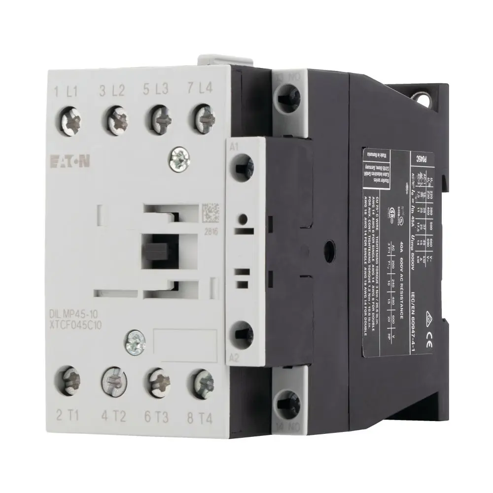 Produktfoto 1 von Eaton DILM Schütz 230 V-Spule, 4-polig, 230V ac / 45 A 14 kW 1 Schließer Umkehrend 1-Hilfskontakte