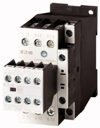 Produktfoto 1 von Eaton DILM Schütz 24V-Spule, 3-polig, 690V 24V dc, 27 V dc 11 kW Motorsteuerung, Umkehrend 5-Hilfskontakte