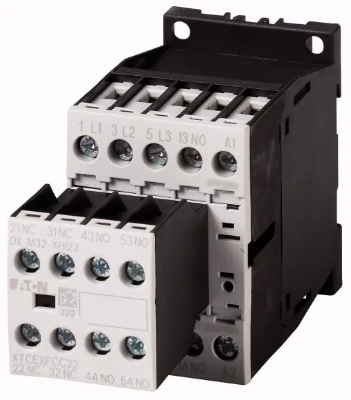Produktfoto 1 von Eaton DILM Schütz 220/230 V ac/dc-Spule, 4-polig, 400V / 9 A 14 kW 1 Schließer Umkehrend 5-Hilfskontakte