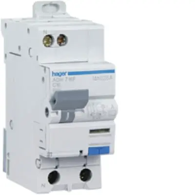 Produktfoto 1 von Hager ADH7 FI/LS-Schalter (RCBO) 16A, 1-polig Typ A-HI, Empfindlichkeit 30 mA
