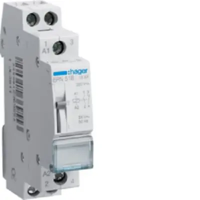 Produktfoto 1 von Hager EPN518 Relais mit Verriegelung DIN-Hutschiene, 24V Spule, 1-poliger Umschalter, max. 16A, 250V ac / 60V dc,