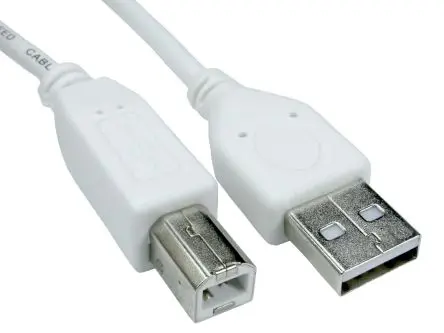 Produktfoto 1 von RS PRO Stecker RS PRO IC-Buchse USB-Kabel, USB Typ A Stecker / USB B, 2 m USB 2.0 Weiß