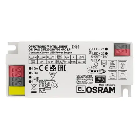 Produktfoto 1 von Osram LED Konstantspannungs-Treiber, 27 W 220V, 240 V LED-Treiber 180mA, 700 mA, Ausgang 15V, 54 V Amplitudenmodulation