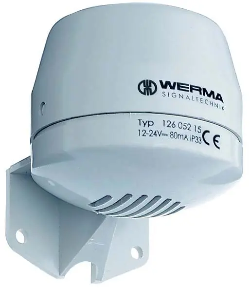 Produktfoto 1 von Werma 126  Elektronischer Signalgeber IP65 12 → 24 V 4-Ton 105dB Grau, Ø 70 mm