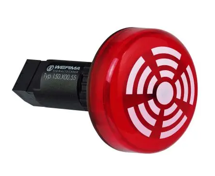 Produktfoto 1 von Werma 150 LED, Dauerbetrieb-Licht Signalleuchte 115V Rot IP65 Eingebaut / 80 dB 80 dB @ 1m