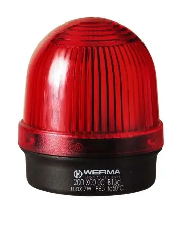 Produktfoto 1 von Werma 200 Blinken Dauerbetrieb Signalleuchte 230V Rot Basis, Ø 46 mm x 66 mm IP65