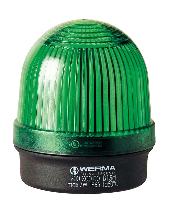 Produktfoto 1 von Werma 200 Glühlampe, Dauer Signalleuchte Grün, 12 → 230 V, Ø 46mm x 66mm